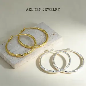 AELNEN Dual-Tone Twisted Hoop Earrings Set - Gold & Silver Tone Bold Statement Hoops - Sleek Everyday Chic Jewelry