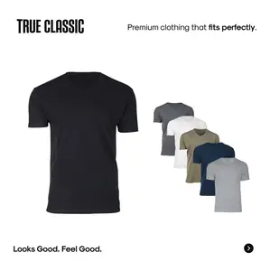 True Classic Men's V-Neck T Shirt  Soft Cotton Blend Fit, Tailored Short Sleeve Tee for Everyday, Streetwear, or Layered Looks