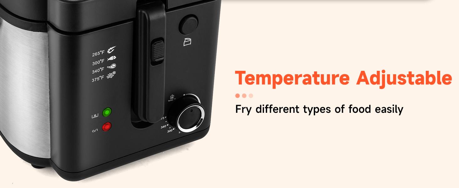 SUSTEAS Deep Fryer with Basket, 1500W Electric Deep Fryer, Temperature Control, Removable Lid, 2.6QT Non-Stick Inner Pot, Easy to Clean Cooker Springtok Cooking Food