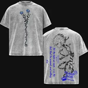 Anime BLUE LOCK Michael Kaiser Graphic T Shirt Men Women Washed Cotton Tshirts Vintage Casual Clothing Harajuku Male T-shirt