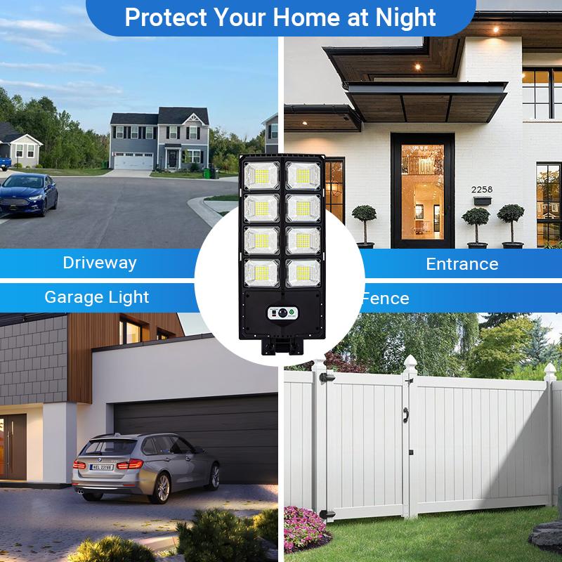 Outdoor Solar Light, Outdoor Dusk to Dawn Solar Light with Motion Sensor and Remote Control, Suitable for Courtyard, Village Solar Parking Lights