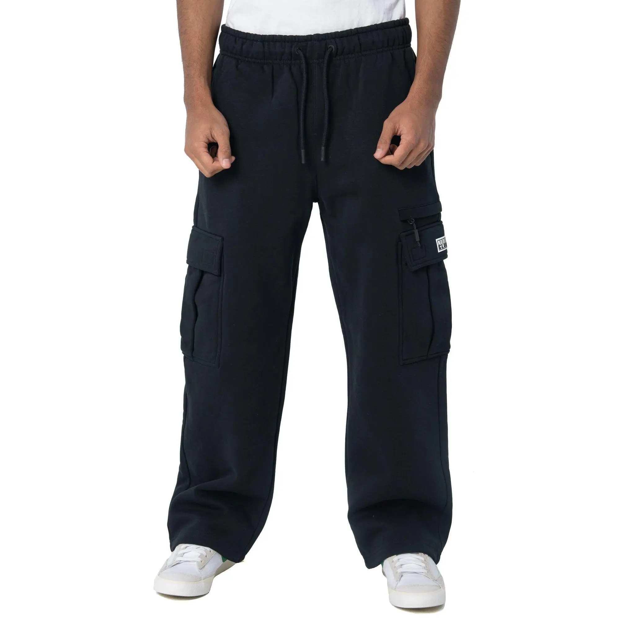 Pro Club Men's Heavyweight Cotton Polyester Fleece Cargo Sweatpants - Relaxed Fit with Multiple Pockets and Zipper, Fabric, Menswear, Plain, Pocket, Basic, Drawstring, Woven, Elastic