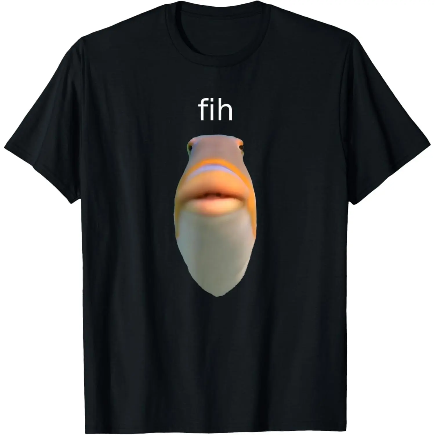 Women's 100% Cotton Short-Sleeve Round Neck Casual Distressed Graphic T-Shirt, "Fih" Funny Misspelled Fish Meme Design, Shortsleeve, Streetwear, Top, Tshirt, Vintage, Playful Look