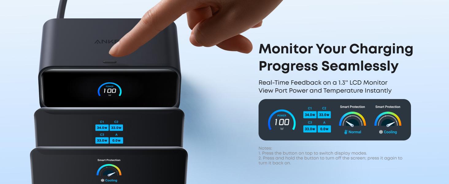 [Live only]Anker Nano Charging Station, 7-in-1 USB-C Power Strip for iPhone 16, 2.3 ft Anker InstaCord Retractable Cable, 3 USB-C, 1 USB-A, 3 AC, 100W Fast Charging Desktop Accessory for MacBook, Home, Office
