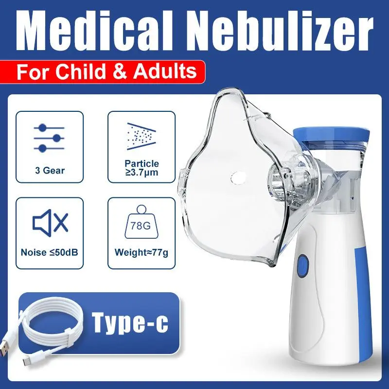 Quick Relief of Respiratory Problems, Ultra-Quiet (White), Portable Handheld Nebulizer - USB Rechargeable Nebulizer for Adults and Children, Ultra-fine 3μm Mist, <30dB Quiet Asthma Relief, Suitable for Home and Travel