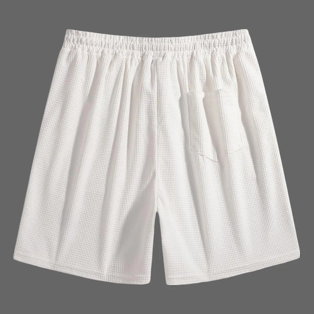 Men'S Lightweight Polyester Casual Shorts with Drawstring Waist - Breathable Textured Fabric, Pockets for Beach, Outdoor & Casual Attire -  Regular Fit, Adjustable Comfort | Simple Design | Durable Fabric