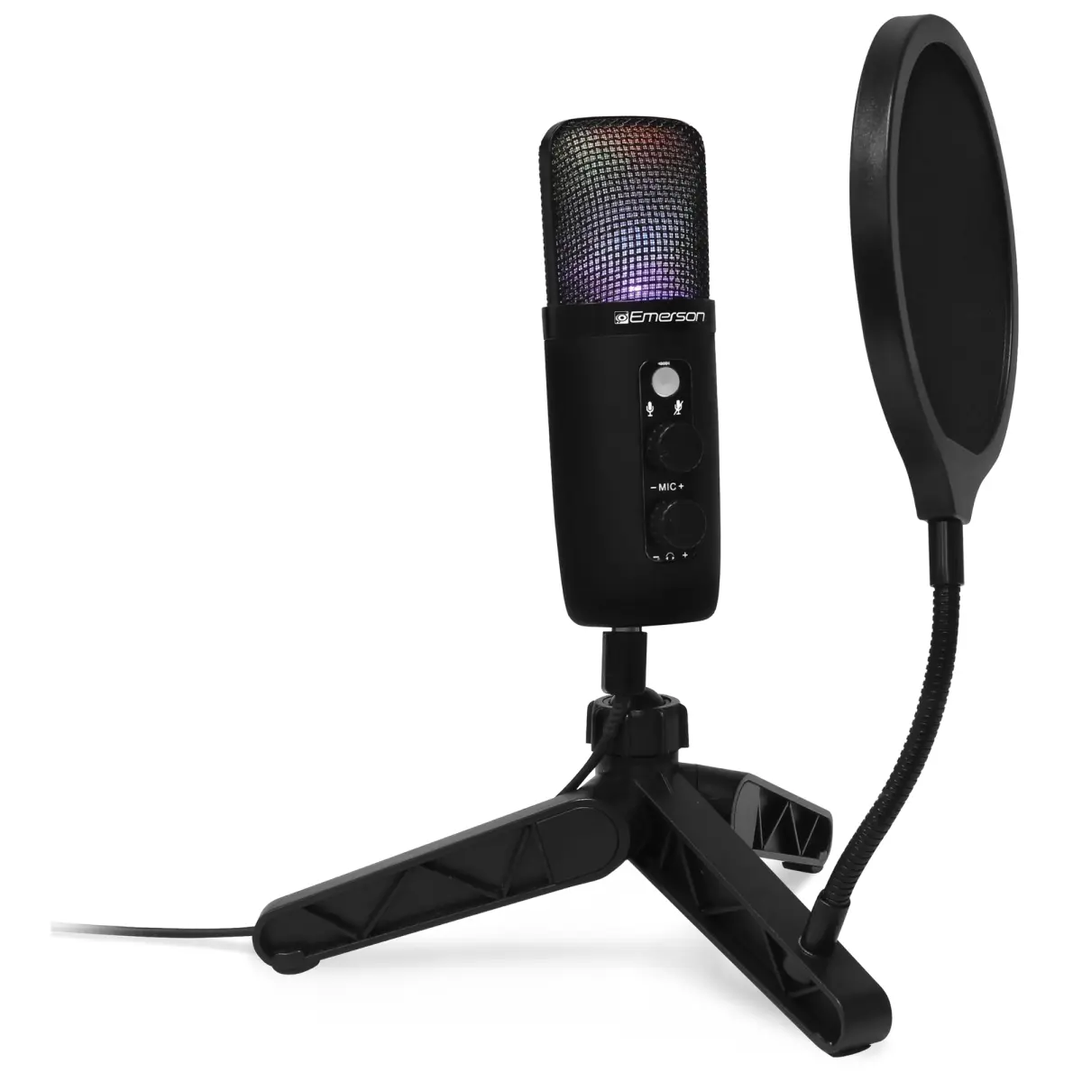 Emerson EAM-9052-EM Emerson USB Gaming and Streaming Condenser Microphone with LED Lighting