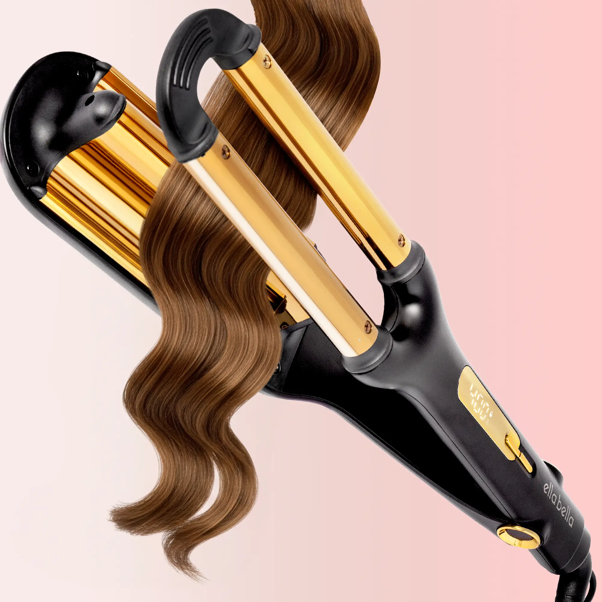 ELLA BELLA Beach Waver Curling Iron • 3 Barrel Hair Crimper Tool • Instant & Long-Lasting Beach Waves • Digital Display to Accurately Control Temperature • Deep Waver Curler • Suitable for All Hair