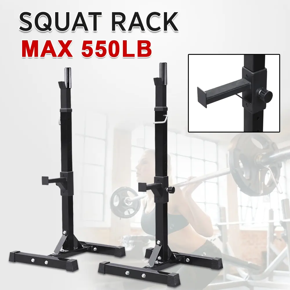 Yaheetech Squat Rack Pair, Heavy-Duty Steel Weightlifting Equipment for Resistance Training, Adjustable with Safety Spotters, 550lb Capacity, Compact & Portable Footprint, Upper Body Workout, H-Shaped Base, Full Body, Enhanced Safety Design, Gym, H-Base,,