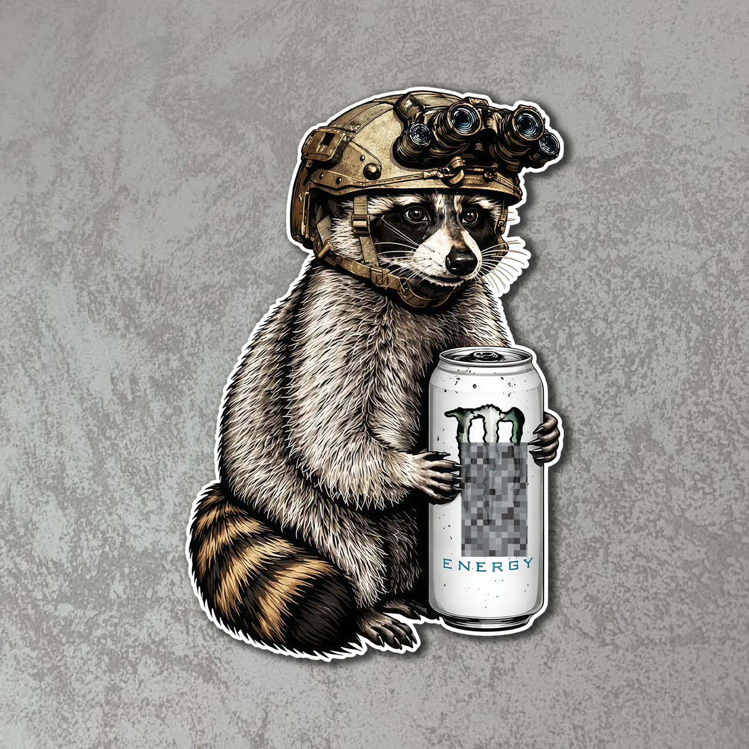 Tactical Raccoon Sticker, Military Animal Vinyl Decal, Waterproof Outdoor Laptop Car Sticker, Veteran Gift