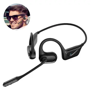 Bluetooth Air Conduction Headset with Mic for Trucker Drivers, Open Ear Wireless Headphones with Bluetooth 5.4 Mute Function for Meeting Online Teaching Office Home Business Driving Running Cycling Working