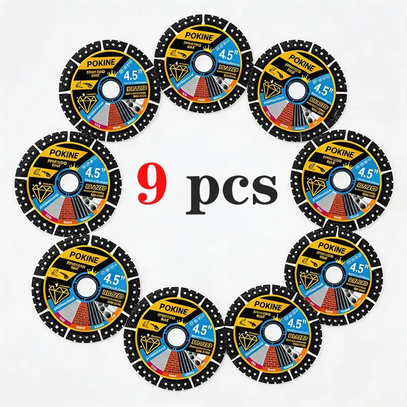 POKINE 4.5-Inch Ultra-Thin Diamond Cutting Discs for Angle Grinders, 3/6/9/12-Piece Sets, Dry-Cut Multi-Purpose Blades, Durable for Granite/Marble/Ceramic, Home Improvement Use