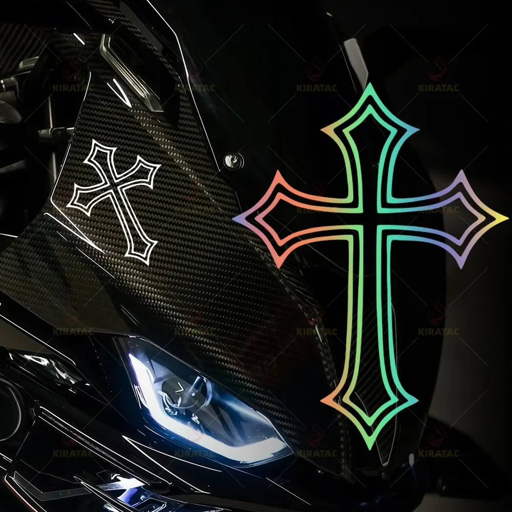 2PCS Cross Motorcycle Graphic Decal Stickers, Adhesive Decals, Motorcycle Decoration, Waterproof, UV-resistant, Easy To Install, Suitable for Motorcycle Fairings, Helmets, Fuel Tanks, Locomotive Modification, Windshield Sticker