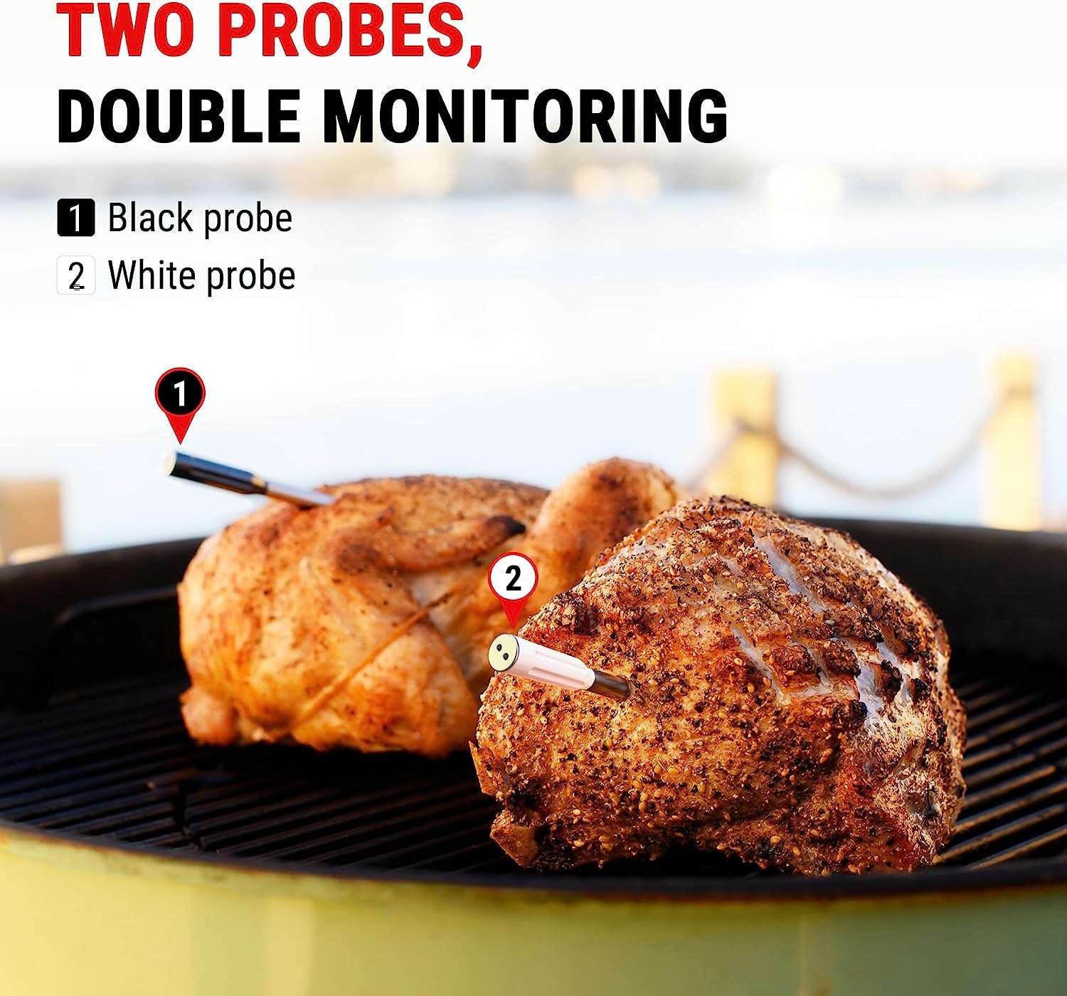 【Black Friday Early Bird Deal】TempSpike Duo Bluetooth Meat Thermometer – Dual Probes, Rechargeable, Waterproof, High Accuracy, Fast Readings, App Compatible Kitchen Gadgets Utensils