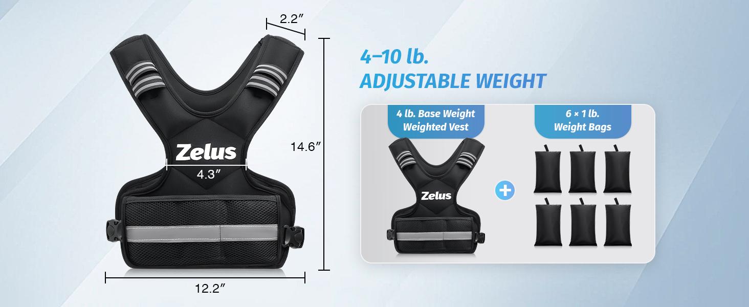 【SpringStatements】ZELUS Weighted Vests, 4-10lbs/11-20lbs/20-32lbs Adjustable Workout Weighted Vest with 6 Ironsand Weights for Men&Women: Motivational Walking, Running,Rucking,Strength Training SpringStatements