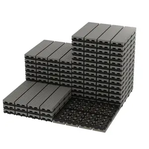 27-Pack 12"X12" Composite Deck Tiles – Waterproof Interlocking Patio Flooring for Indoor & Outdoor Use, All-Weather Plastic Wood-Grain Tiles for Patio, Balcony, Porch, Poolside (Grey, 27 Sq ft)