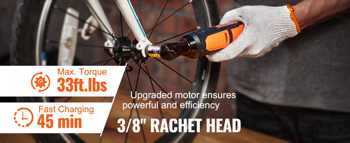 VEVOR 3/8" Cordless Electric Ratchet Wrench Set, TikTokShopBlackFriday, 12V 33 Ft lbs Power Ratchet Tool Kit, 45 Min Fast Charge, 2 Pack 2.0Ah Battery, Built in LED Light