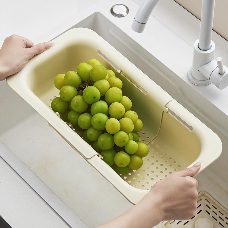 UFORU Collapsible Drain Basket, Kitchen Sink Strainer, Vegetable Wash Basket, Storage Rack, Fruit and Vegetable Drain Basket Draining Utensils