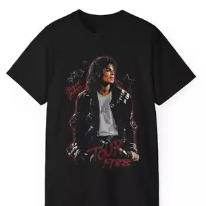 Michael Jackson Tour 1988 Shirt Merch Gift For Fans Short Sleeves spiderman lense Crewneck Menswear T-Shirt Top Vintage Aesthetic Clothing Embroidered Fitted