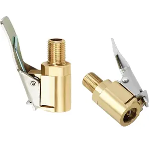 Tire Air Chuck with Clip Adapter, Brass Locking Tire Inflator Nozzle Adapter Connect, No Leakage Tire Chucks for Vehicle Inflator Compressor Pump Connect Accessories Tool 8mm