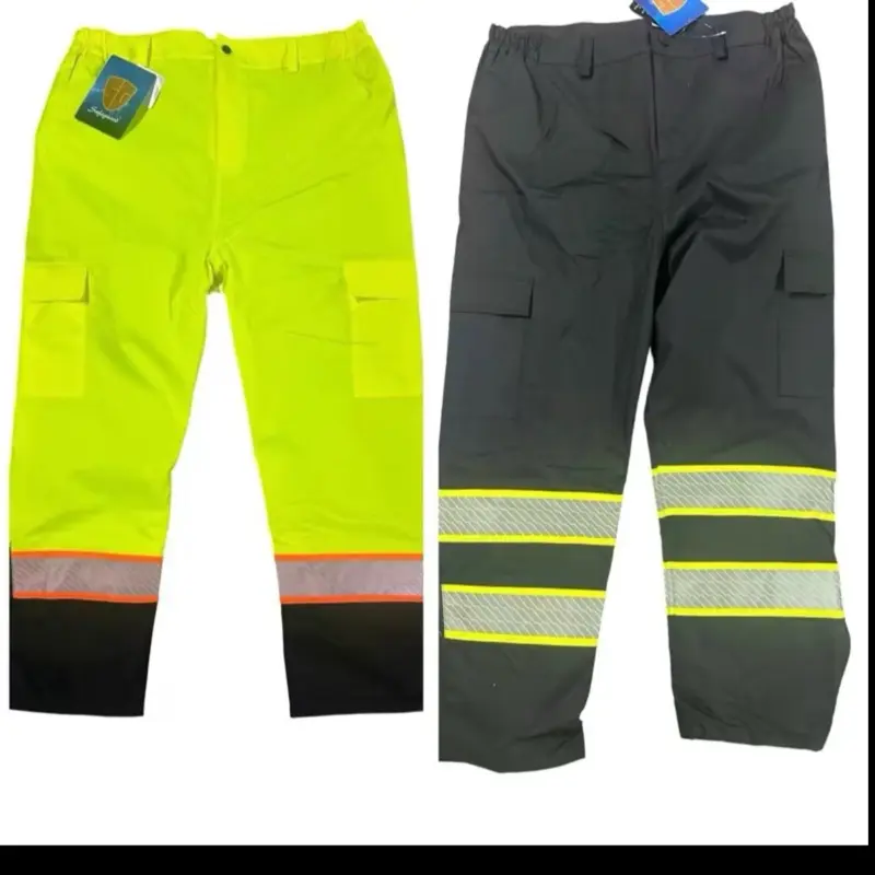 Men's Cargo Work Uniforms, Fleece-Lined Winter Pants with Reflective Safety Tape and Side Pockets for Enhanced Visibility, Trouser, Cargo Pants, Reflective Tape, Clothes, Adjustable Waist, High-Visibility Reflective Tape