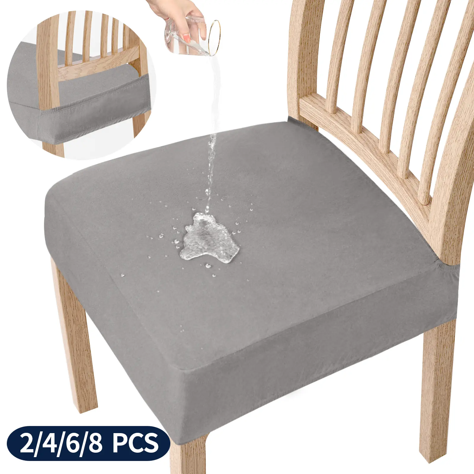 Easy-Going Chair Seat Covers Set of 2,4,6,8, Waterproof Stretch Chair Seat Slipcovers Protector, Removable and Washable Kitchen Covers, Cushion Cover, Kitchen Hacks, Dining Room,back to school,dorm essentials,home decor,home essentials