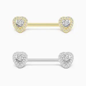 Blinged Heart Nipple Rings