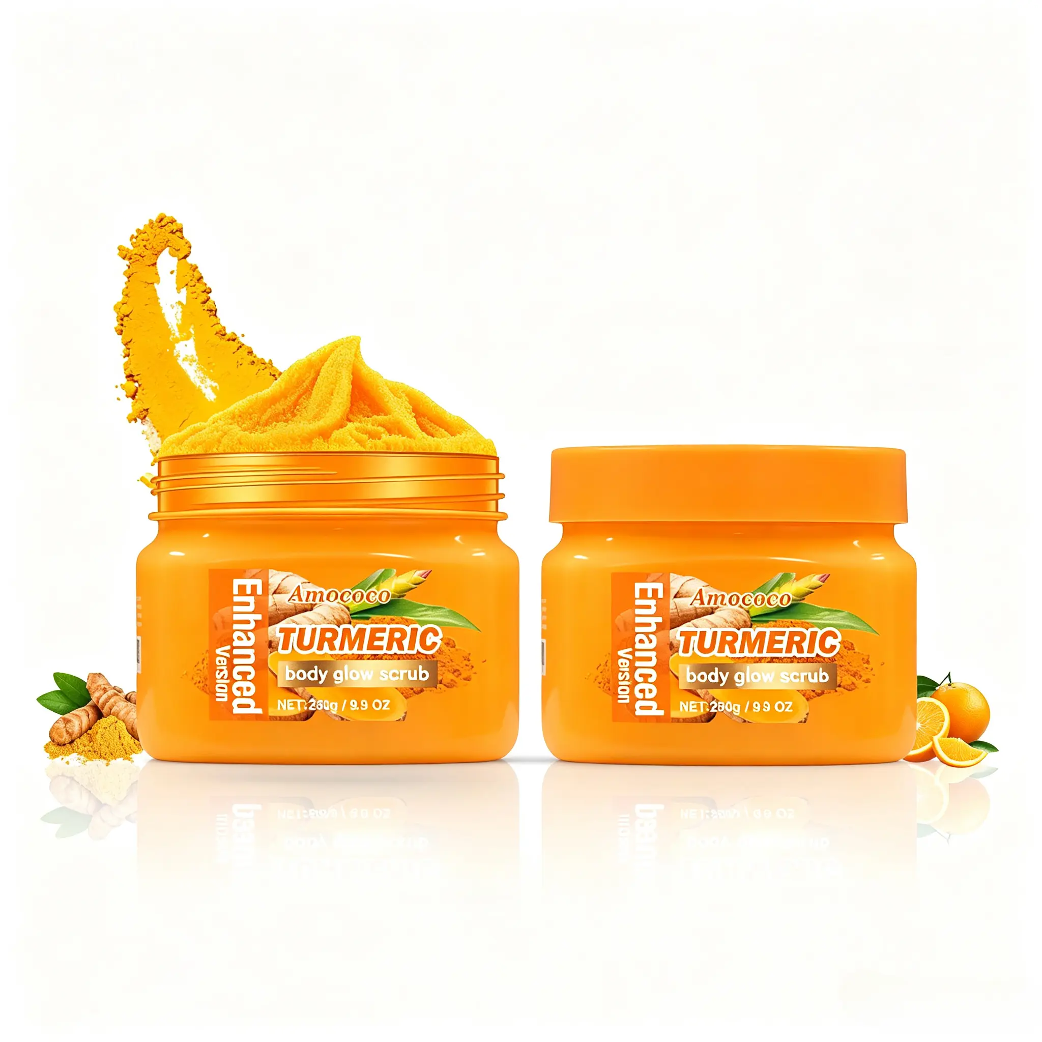Botanical Turmeric Body Scrub - Mild Plant-Infused Creamy Scrub for Gentle Daily Cleansing, Light Fresh Sheen and Silky Smooth Skin