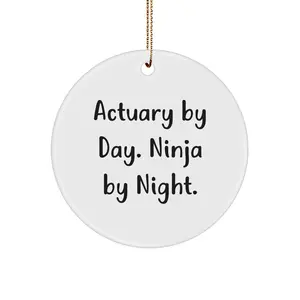 Gifts for Actuaries - Actuary by Day. Ninja by Night. Circle Ornament, Funny Christmas Unique Gifts from Friends to Actuaries