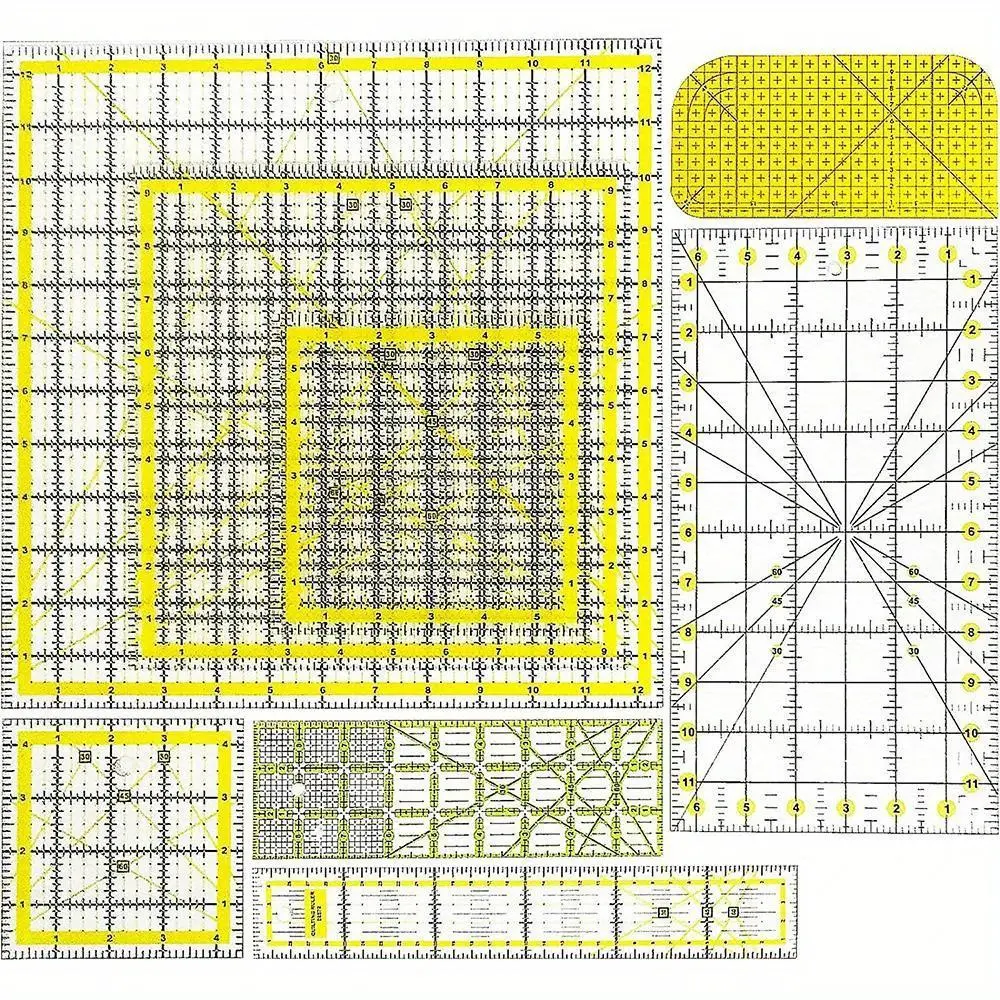 Acrylic Sewing Ruler Set, Sewing Tools, Sewing Accessories, Sewing Supplies, Sewing Rulers For Fabric, 8pcs Grid Lines Quilters Patchwork Ruler For Quilting Fabric Cutting Sewing Crafts