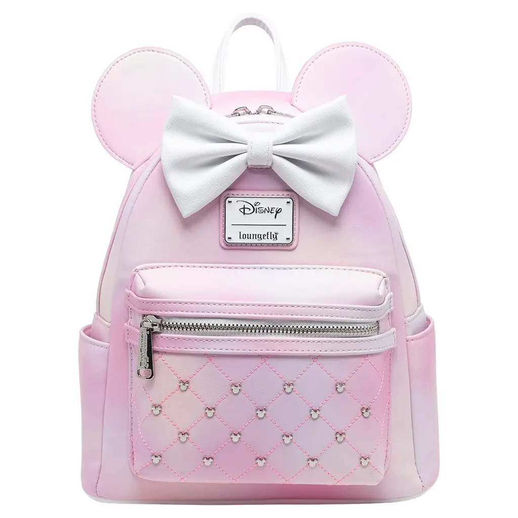 Loungefly Disney Minnie Mouse Cartoon Character 707 Street Exclusive Sakura Edition Adjustable Faux Leather Studded Details Mini Daily Backpack, Mini Backpack, Campus Life, Mini Bag
