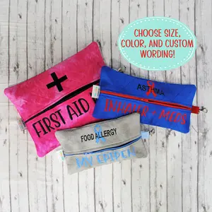 First Aid Quilted Zippered Pouch With Custom Colors and Text