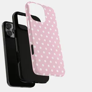 Compatible with iPhone 17 ProMax Pink Polka Dot Phone Case – Bubblegum Dot Coquette Aesthetic – Tough Case & Compatible – Gift for Her – for iP X, 11, 12, 13, 14, 15, 16, 17 & S21 S22 S23 S24 S25 Ultra