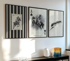 Vintage Striped Rodeo UnFramed Print Set of 3 Western Poster Cowboy Wall Art Rustic Mid West Farmhouse Modern Decor Retro Horses Aesthetic Gift Print