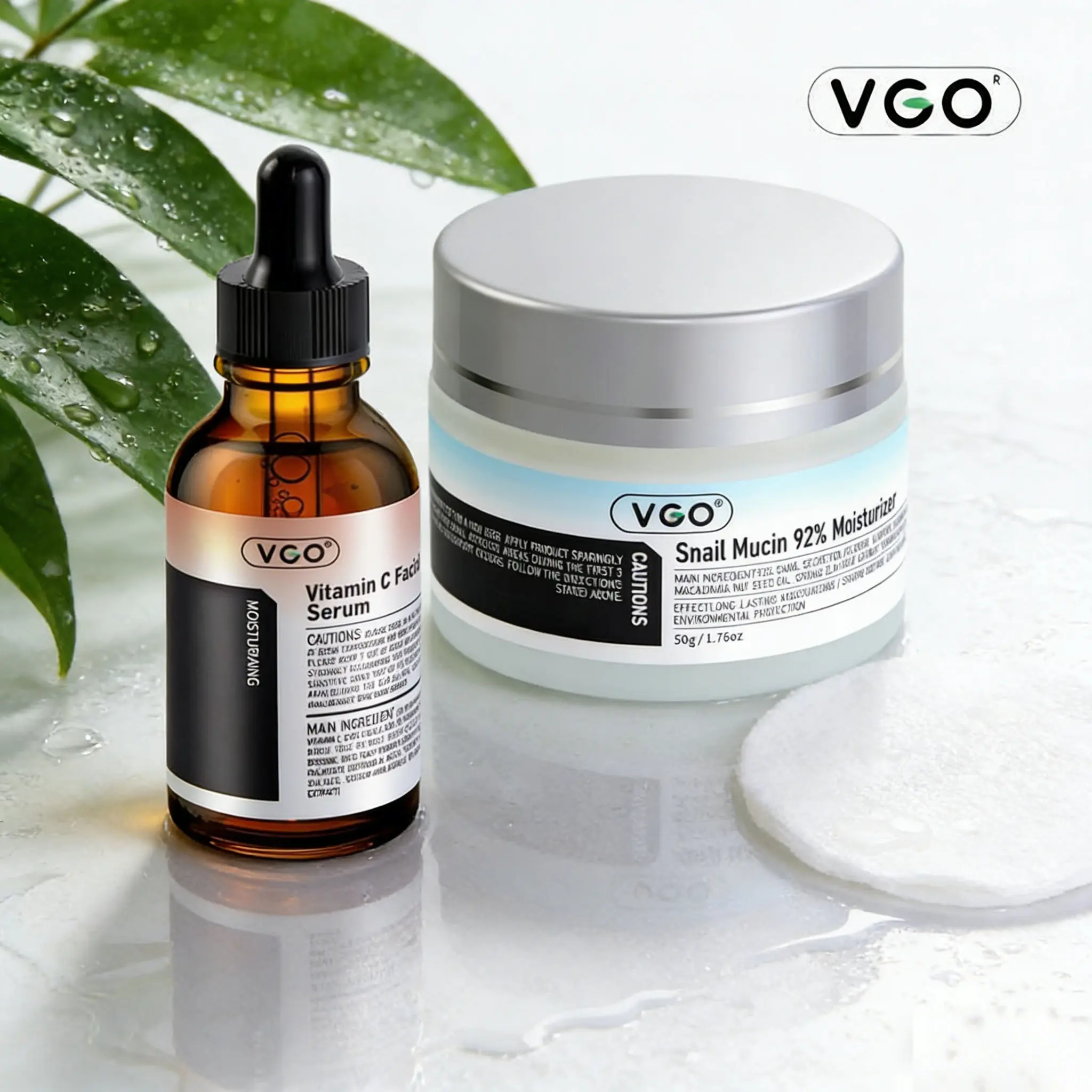 [Place an order and receive a free gift] VGO Firming Boost Daily Beauty Bundle Kit - 10% Vitamin C Serum & 92% Snail Mucin Cream Anti-Aging Duo, Restores Radiance, For All Skin Types, Firming Boost Set, Aesthetic Glow