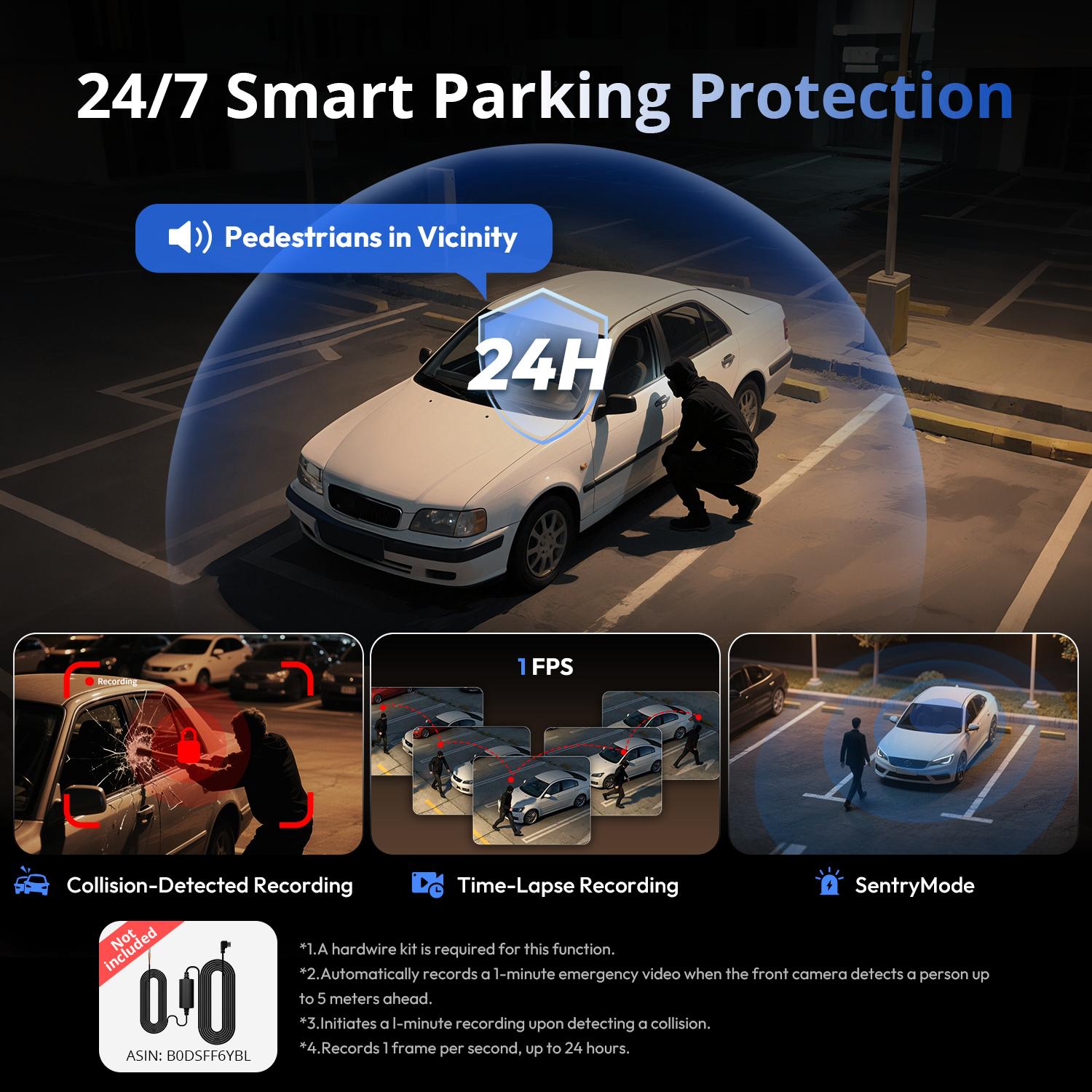 Botslab 3K 4 Channel Dash Cam with 3.18” Touch Screen, 24/7 Parking Mode, Built-in GPS, 5.8G WiFi, Night Vision, Voice Control,No Card, Rear Camera Monitor Touchscreen Dash Cam Hd Automotive Dashcam,car accessories