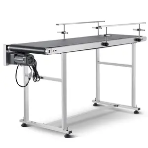 【FathersDayGift】VEVOR Belt Conveyor,  , 59 x 15.7 inch Conveyor Table, Heavy Duty Stainless Steel Motorized Belt Conveyor for Inkjet Coding Applications Powered PVC Belt Anti-Static Adjustable Speed (Double Guardrail)