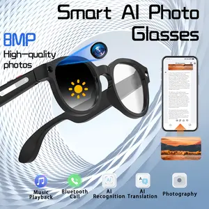 Smart AI Camera Glasses, 8MP 1080P Video Recording, 160+ Languages Real-Time Translation, Photochromic UV Anti-Blue Light, Bluetooth Audio, Touch Control, Hands-Free Wearable for Travel Outdoor Sports