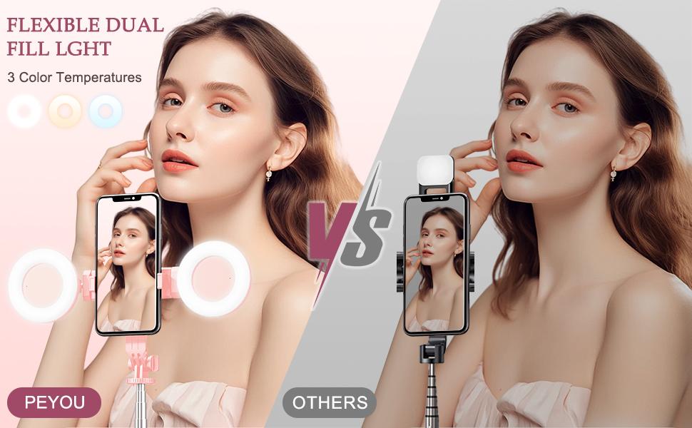 Selfie Stick Tripod With Dual Fill Lights, Detachable Wireless Remote Control Phone Tripod, New 6-In-1 Retractable Travel Tripod Accessories Portable, For Live Streaming & Video Recording Perfect For Photography, Makeup, Group Selfies