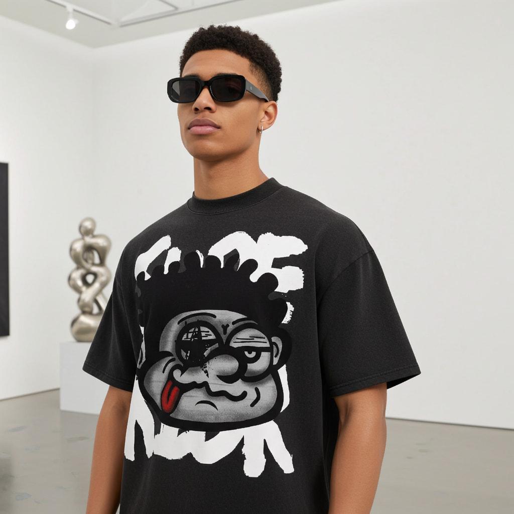 Sopula Studio Men's Vintage Big Face Cotton Graphic T-Shirt funny Streetwear Crewneck Sopula Studio Men's Vintage Big Face Cotton Graphic T-Shirt funny Streetwear Crewneck