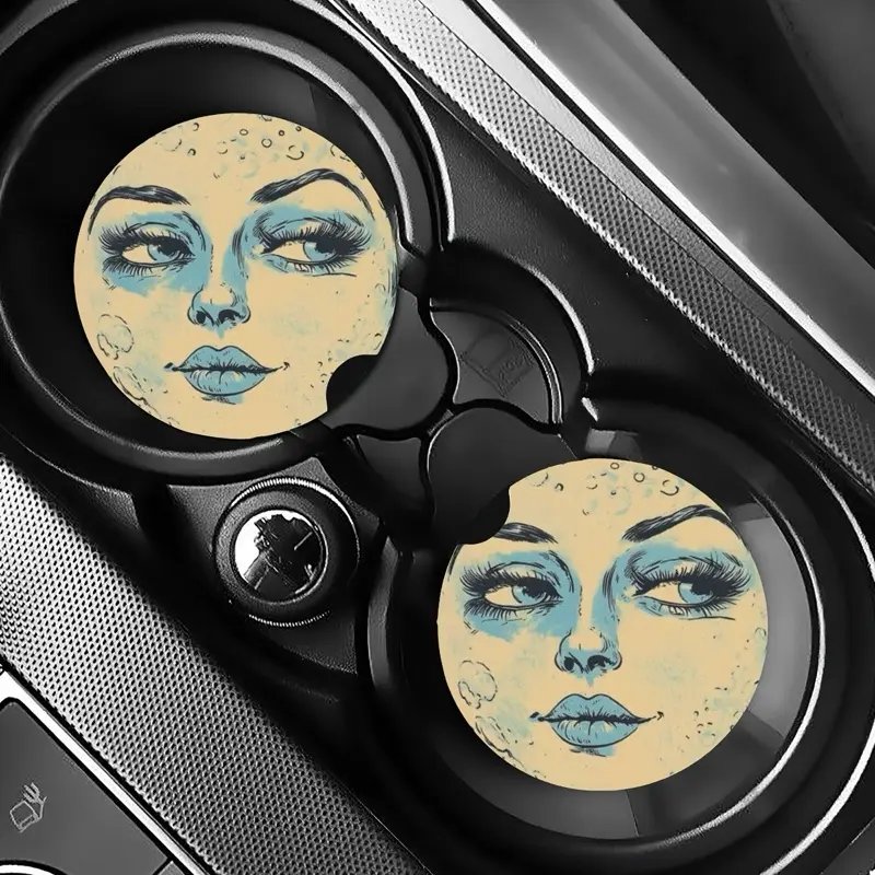 Sun Moon Vintage Style Car Coaster Set