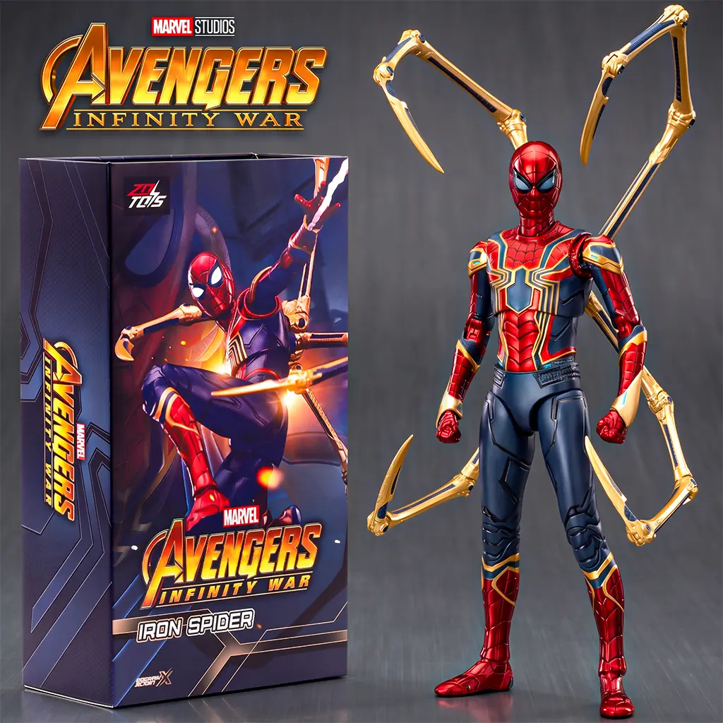 Marvel Spider-Man Iron Spider 7-Inch Action Figure, Avengers: Infinity War 1:10 Collectible with 4 Mechanical Legs, Web Effects & Display Stand
