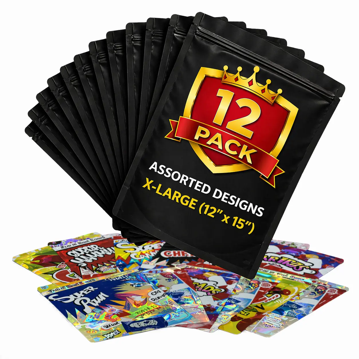 12 Pack X-Large 12in x 15in Organizer Bags Bundle Assorted Designs