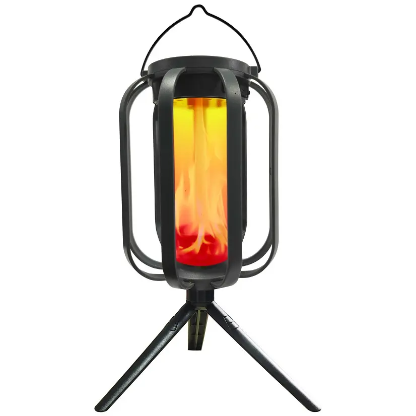 Waterproof LED Flame Camping Lantern with Tripod, 4 Modes Rechargeable Outdoor Hanging Decor Light for Garden & Camping