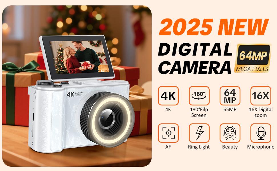 W&O Digital Camera,Portable CCD Cameras Gifts,HD Digital Video Cameras Toddler,Portable Toy 3-10 Ages Girls Boys,32GB TF Card Rechargeable Wireless