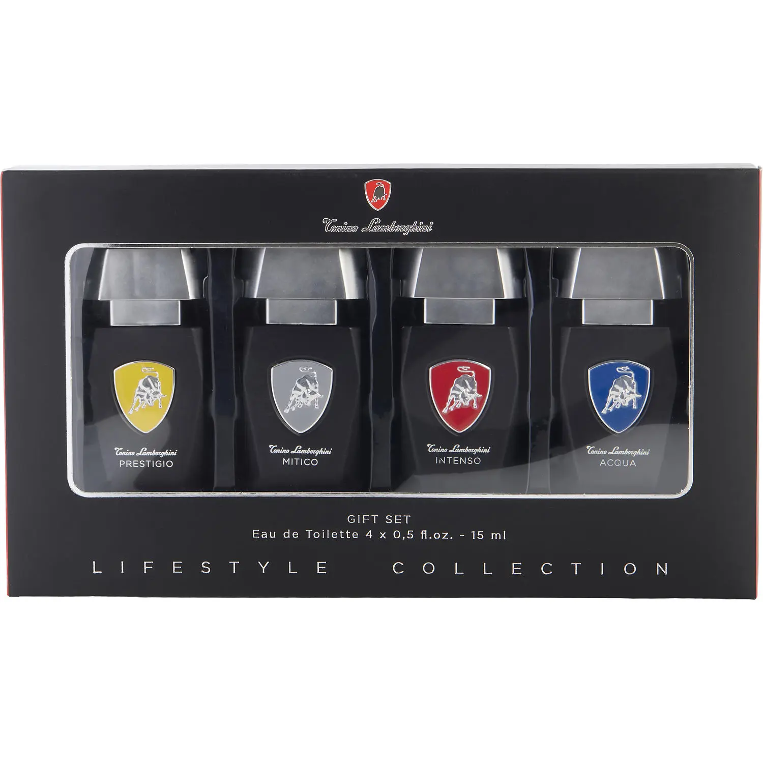 Lamborghini Variety Set-4 Piece Variety With Prestigio & Mitico & Intenso & Acqua And All Are Edt 0.5 Oz For Men