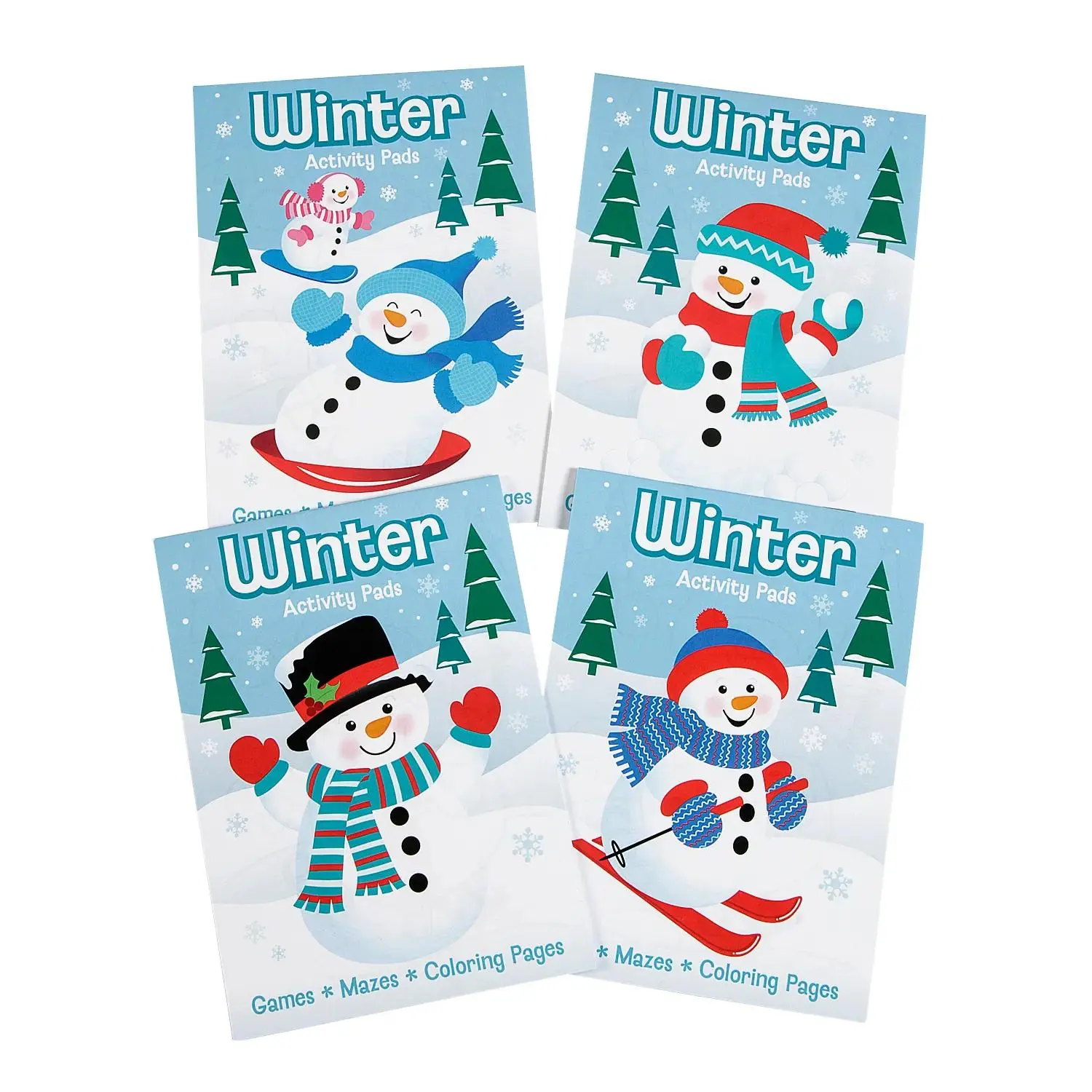 5" x 7" Winter Snowman Activity Pads - 12 Pc. Children's Creative Activities, Classroom Rewards, Games, Stocking Stuffers Coloring Books