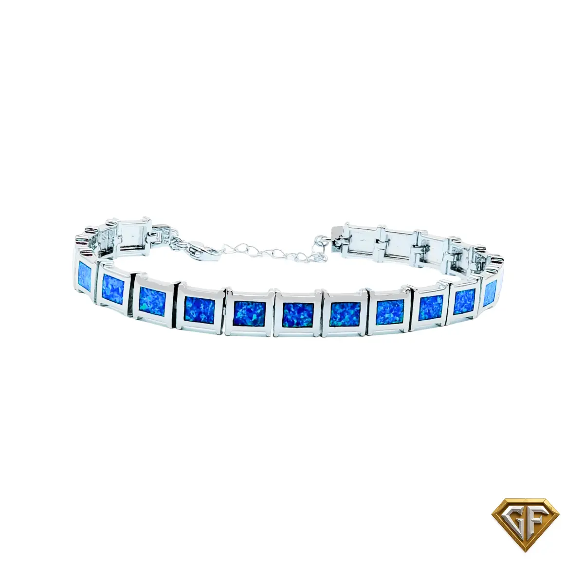Square Blue Opal Bracelet, Opal bracelet, October Birthstone, Christmas Gift