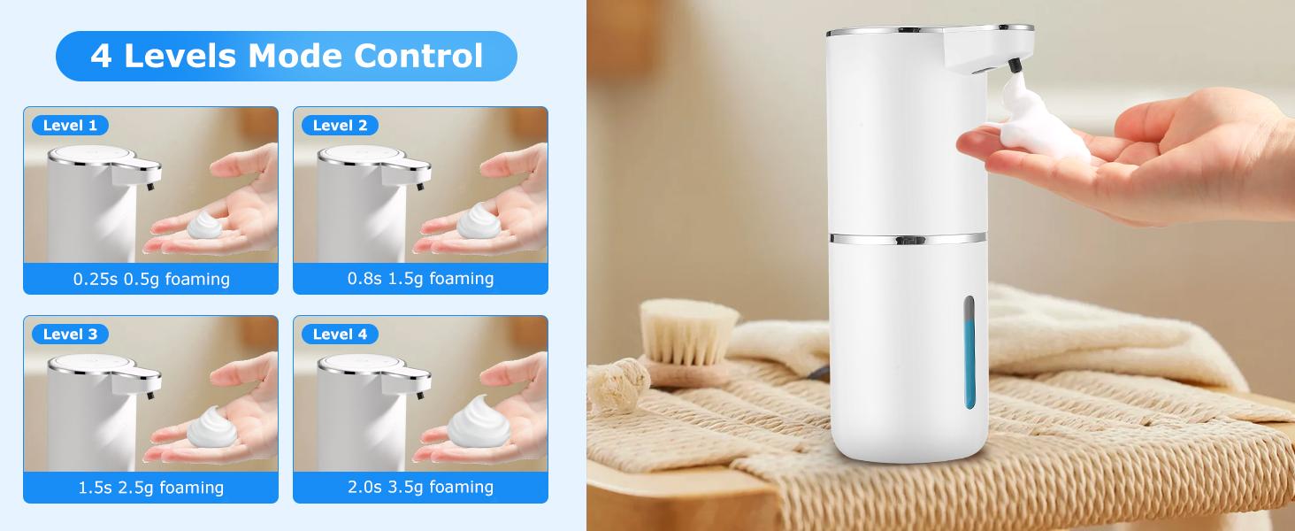FEELSO Touchless Foaming Soap Dispenser - Smart, Auto-Dispensing, Self-Dispensing, Refillable, USB Rechargeable Electric Wall-Mounted, 4-Level Adjustable Leak-Proof Pump for Bathroom, Kitchen, Smart Soap Dispenser, Auto-Dispensing Soap Dispensers