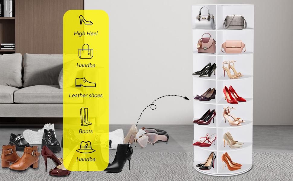 360° Rotating 6/7-Tiers Organizer Shoe Rack, Fits 24-28 Pairs of Shoes, Spinning and Revolving Round Shoe Rack, for Entryway Living Room Hallway Footwear Organization 360° Rotating 6/7-Tiers Organizer Shoe Rack, Fits 24-28 Pairs of Shoes, Spinning and Revolving Round Shoe Rack, for Entryway Living Room Hallway Footwear Organization